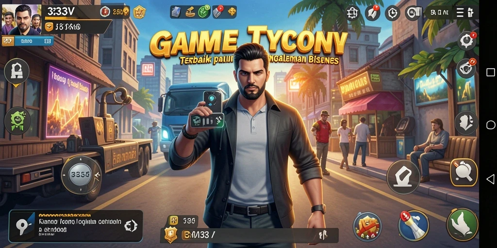 Tampilan gameplay 333V dengan grafis yang memukau dan interaksi bisnis.