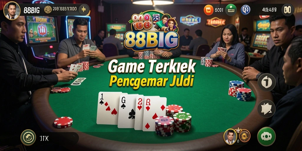 Tampilan gameplay Poker yang mendebarkan di 88BIG, beraksi di meja.