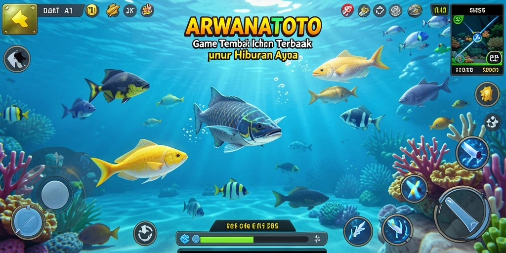 Tangkapan layar gameplay ARWANATOTO yang menunjukkan keseruan Tembak Ikan.