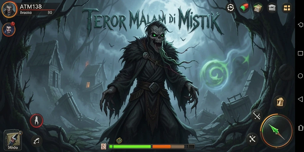 Screenshot gameplay ATM138 menampilkan momen menegangkan di kegelapan.