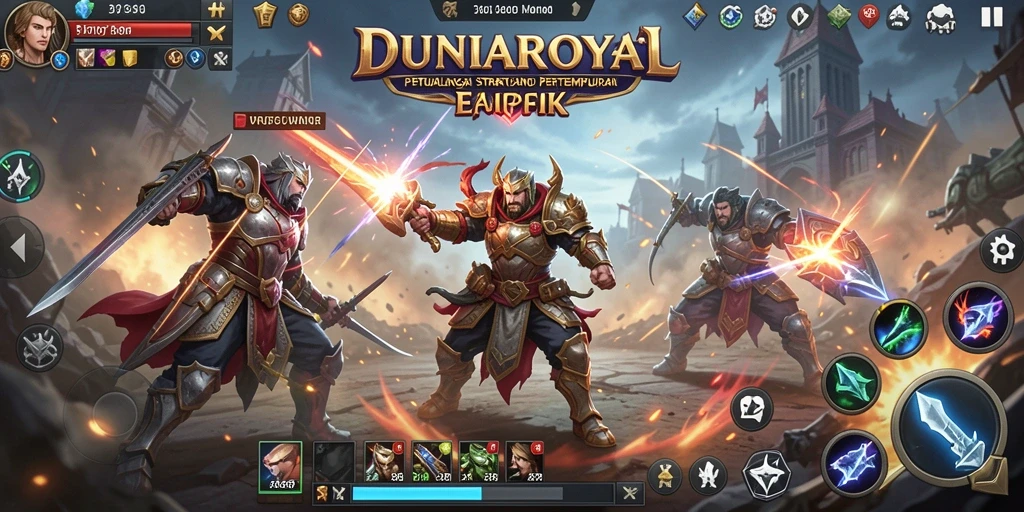 Tampilan menegangkan dari pertempuran strategi dalam DUNIAROYAL.
