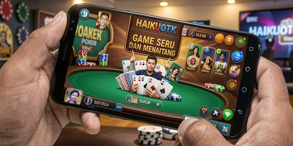 Screenshot utama HAIKUOTK menampilkan gameplay poker yang intens.