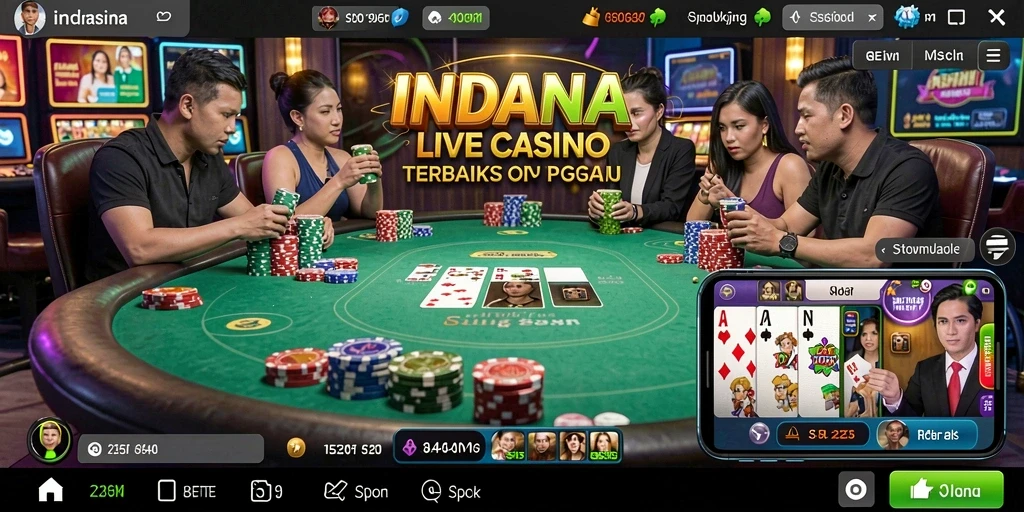 Tampilan permainan Live Casino INDAAA dengan dealer langsung.