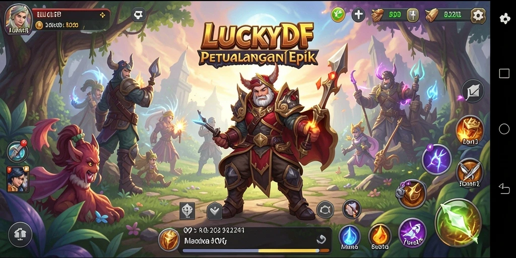 Tampilan gameplay seru LUCKYDF dalam dunia RPG yang imersif.