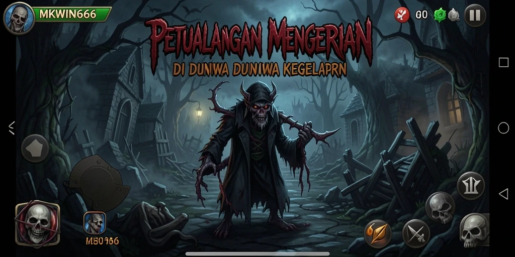 Screenshot gameplay MKWIN666 menunjukkan ketegangan yang mendebarkan dalam dunia horor.