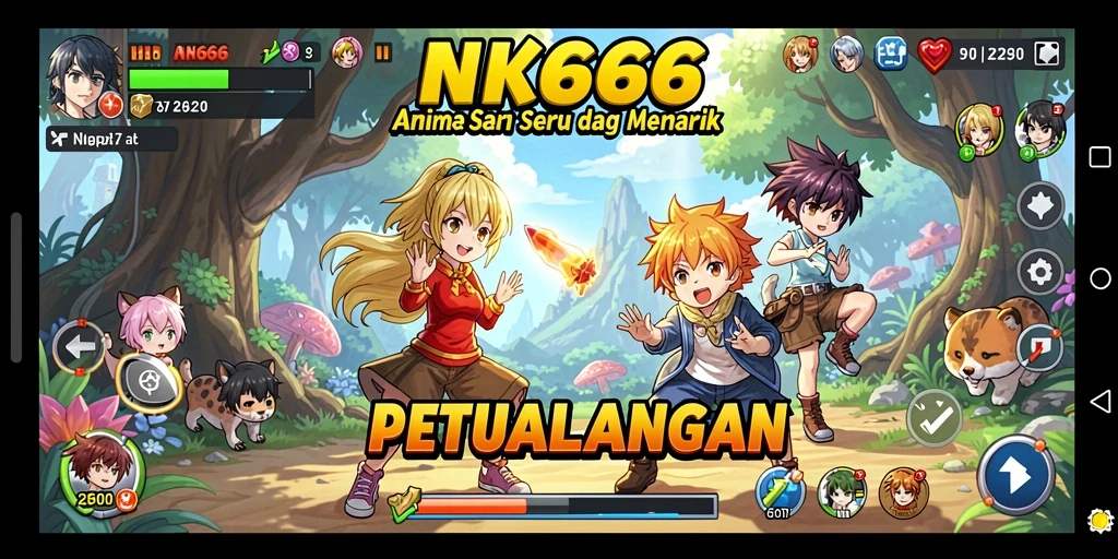 Tangkapan layar gameplay NK666 menampilkan pertempuran Anime yang seru dan dinamis.