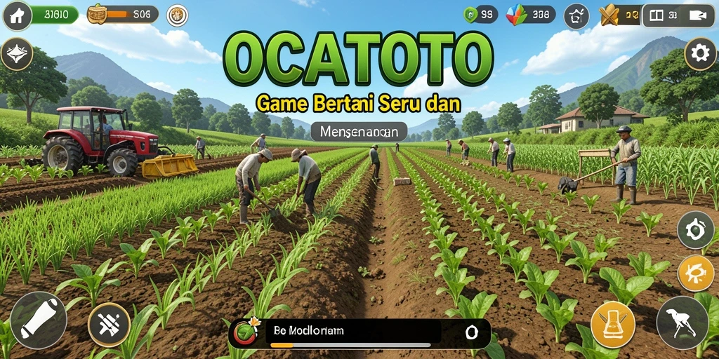 Screenshot gameplay OCATOTO menampilkan aktivitas bertani yang menyenangkan.
