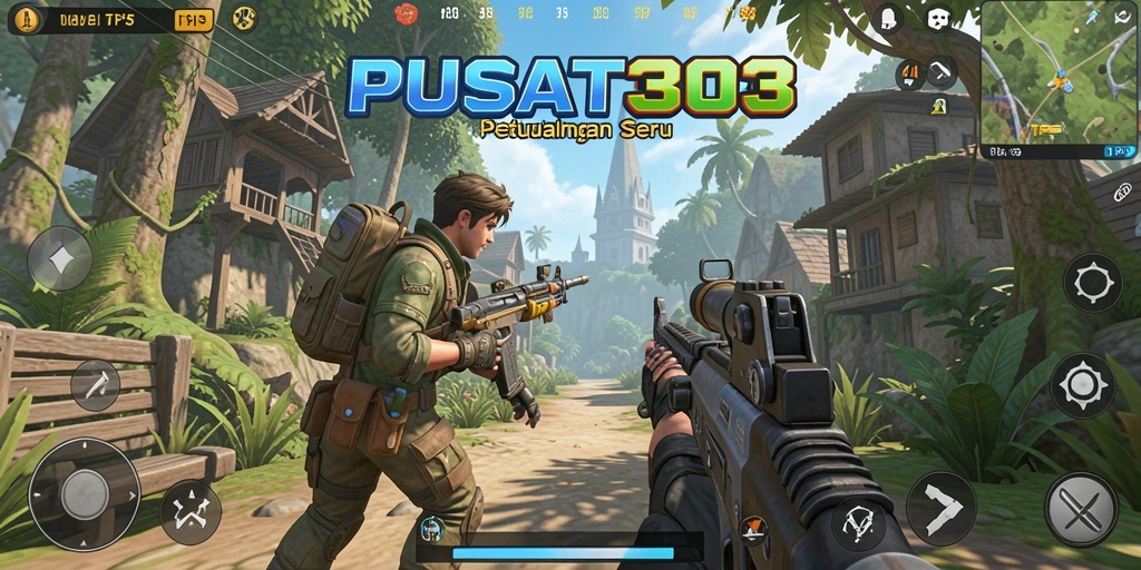 Screenshot utama PUSAT303 menampilkan aksi seru permainan TPS.