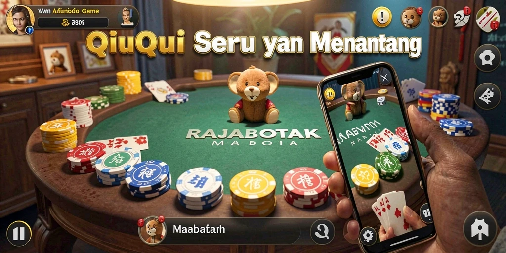 Screenshot gameplay RAJABOTAK menampilkan aksi seru permainan QiuQiu.
