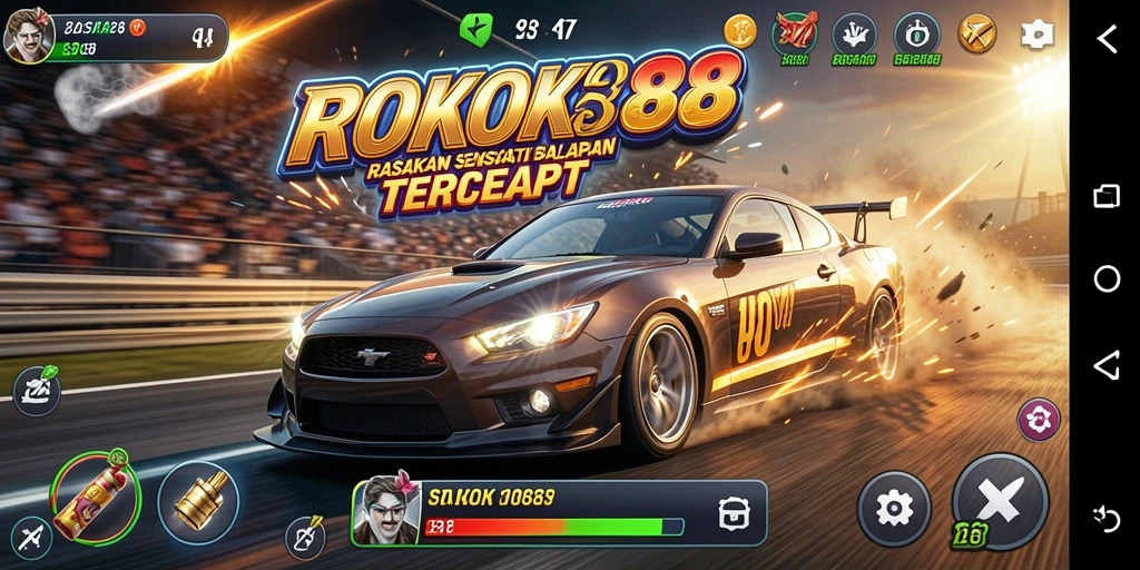 Tampilan gameplay ROKOK88 yang mendebarkan di lintasan balap.
