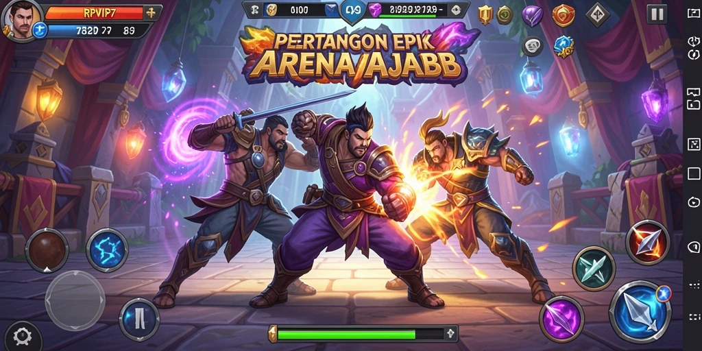 Tampilan gameplay yang mendebarkan dalam RPVIP7 saat pertarungan berlangsung.