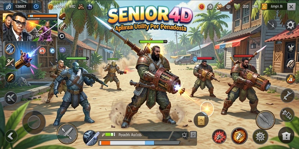 Tampilan antarmuka aplikasi SENIOR4D yang menarik dan mudah digunakan.
