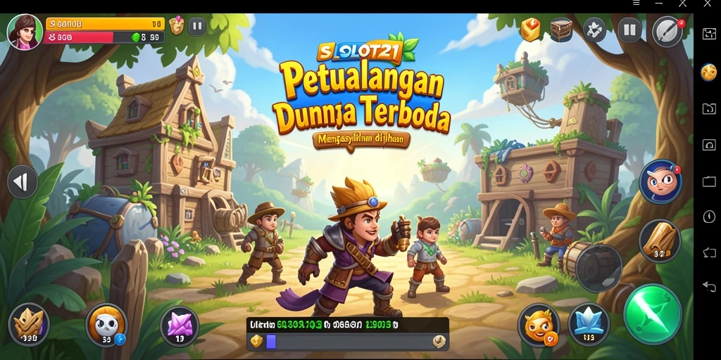 Screenshot menunjukkan pemain menjelajahi dunia terbuka SLOT21 yang luas.