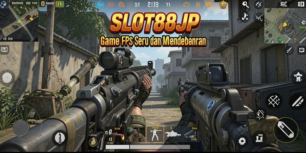 Screenshot utama SLOT88JP menampilkan aksi mendebarkan dalam gameplay FPS.