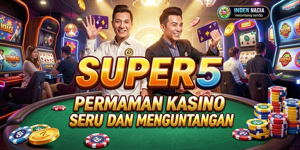 Screenshot gameplay SUPER5 menampilkan suasana permainan Kasino yang mendebarkan.