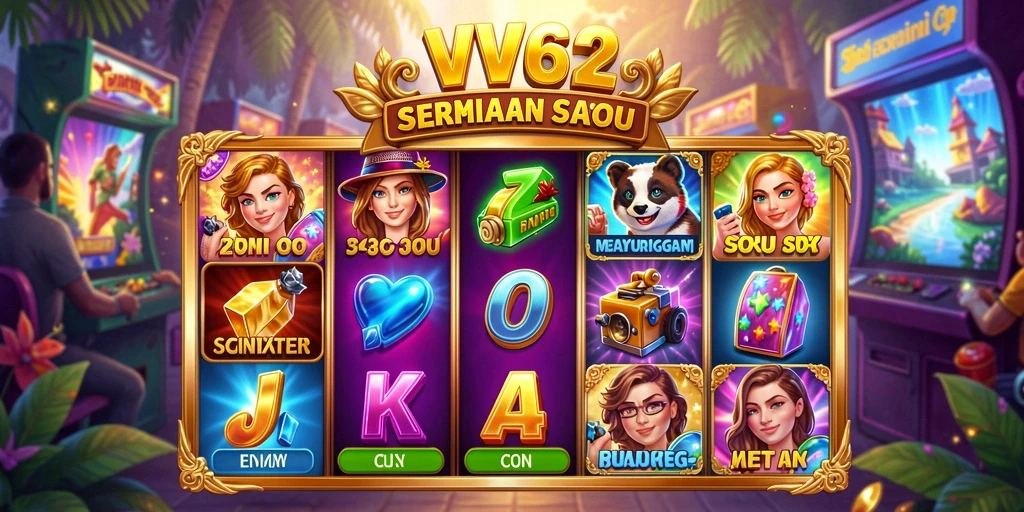 Screenshot gameplay Slot VV62 dengan tema yang menarik.