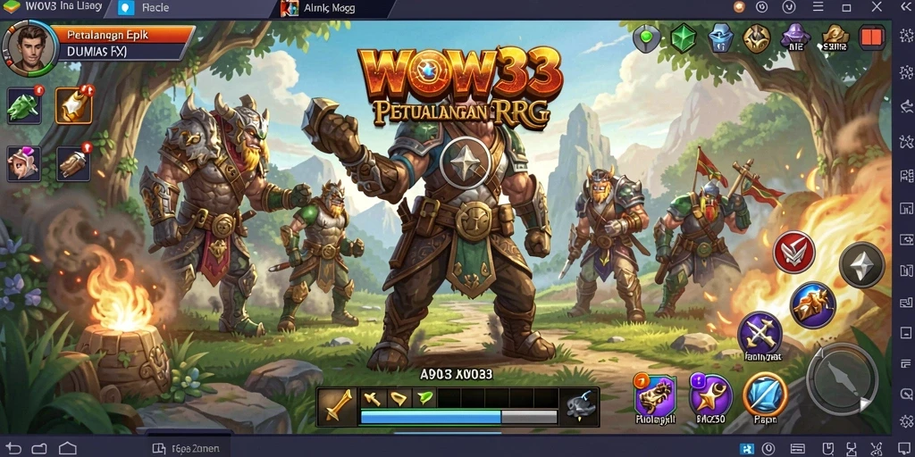 Tampilan gameplay WOW33 dengan pertarungan epik dan petualangan menantang.